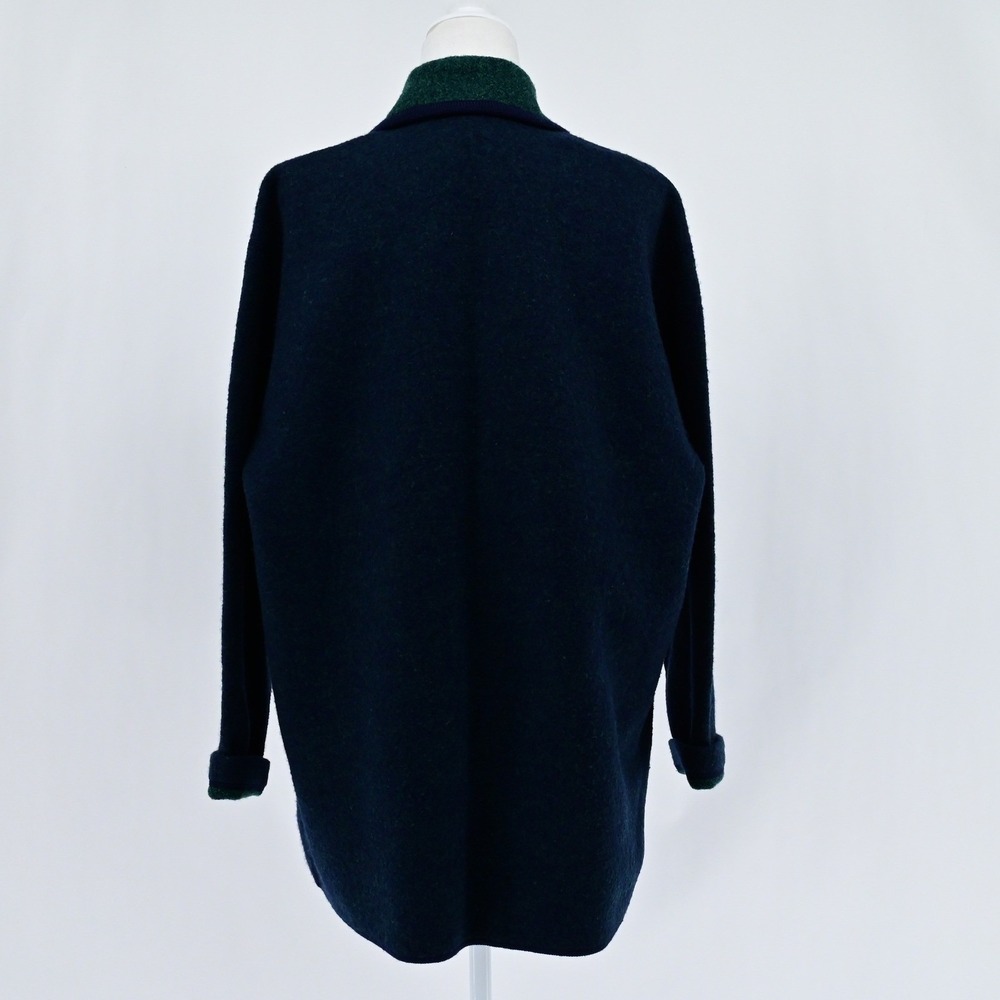 VTG Lands End 100% Wool Preppy Boiled Cardigan Jacket Navy Green SZ 16 Hong Kong - Picture 7 of 13